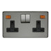 Crabtree Platinum 7316-3-BKN Socket 2 Gang Switched DP Black Nickel - SND Electrical Ltd
