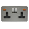 Crabtree Platinum 7316-3-BKN Socket 2 Gang Switched DP Black Nickel - SND Electrical Ltd