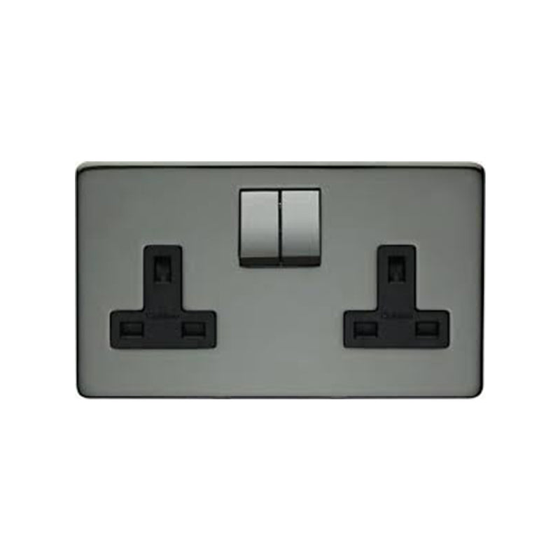 Crabtree Platinum 7316-BKN 2 Gang Socket Black Nickel - SND Electrical Ltd