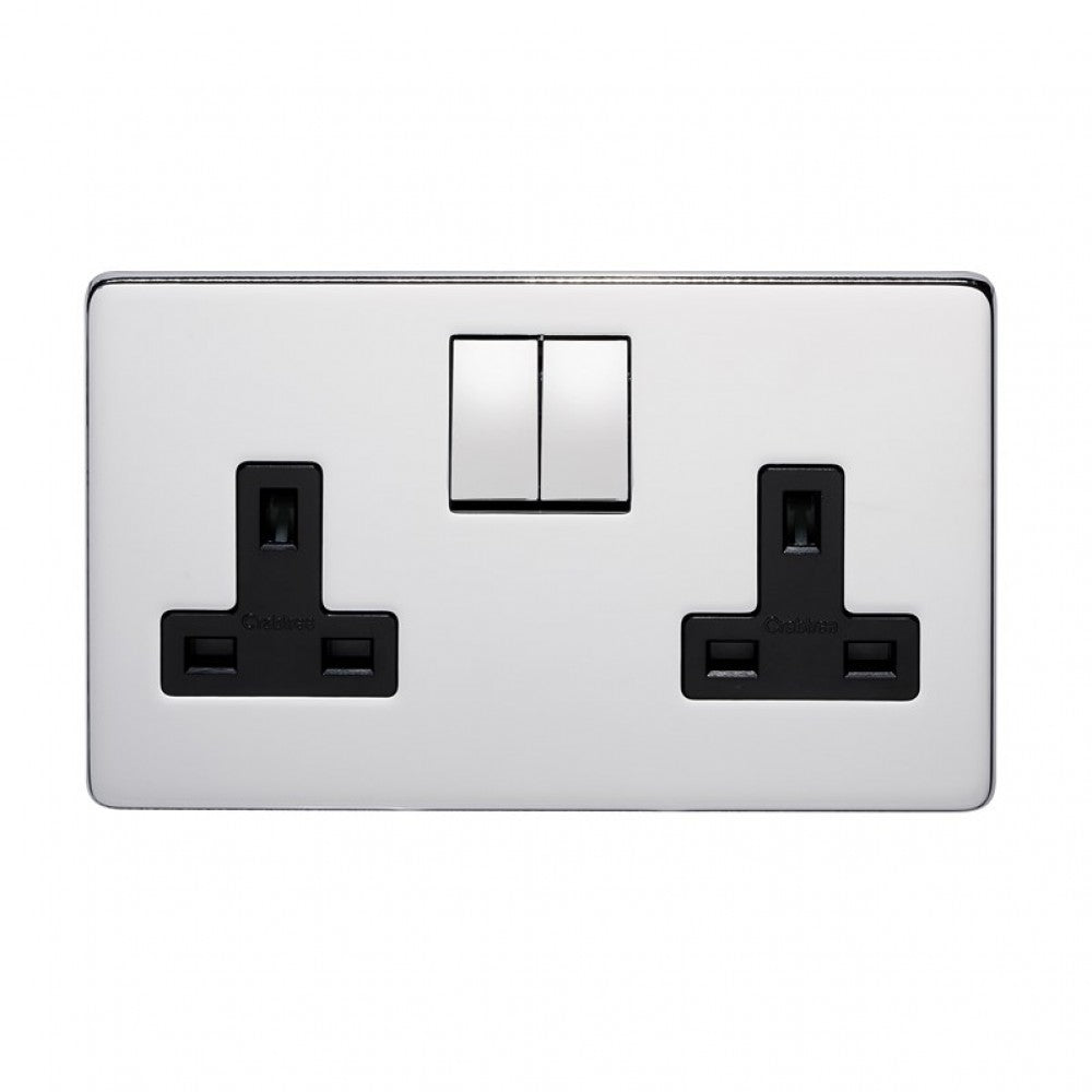Crabtree Platinum 7316-HPC 2 Gang Socket Highly Polished Chrome
