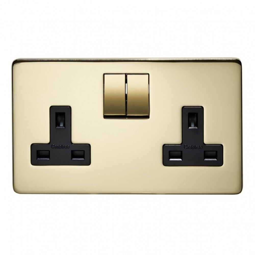 Crabtree Platinum 7316-PB 2 Gang Socket Brass