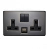 Crabtree Platinum 7316USB/BKN/D 2 Gang 13A DP USB Socket Black Nickel