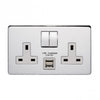 Crabtree 7316USB/HPC/D 2 Gang 13A USB Socket Highly Polished Chrome