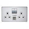 Crabtree Platinum 7316USB/SC/D 2 Gang 13A DP USB Socket Satin Chrome