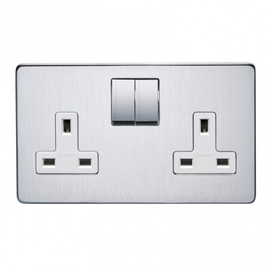 Crabtree Platinum 7316-SC 2 Gang Socket Satin Chrome 7316/SC