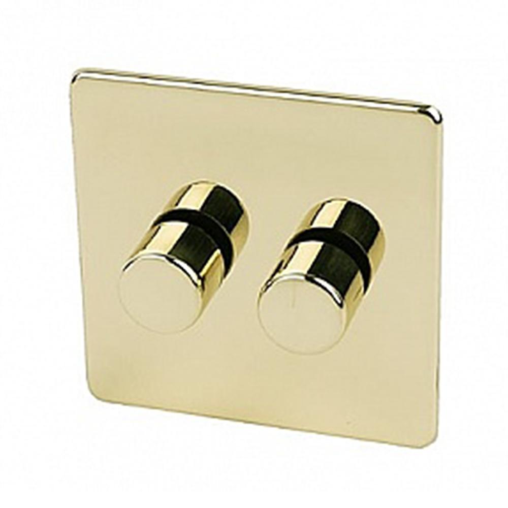 Crabtree Platinum 7400-D2-PB 2 Gang Dimmer Brass