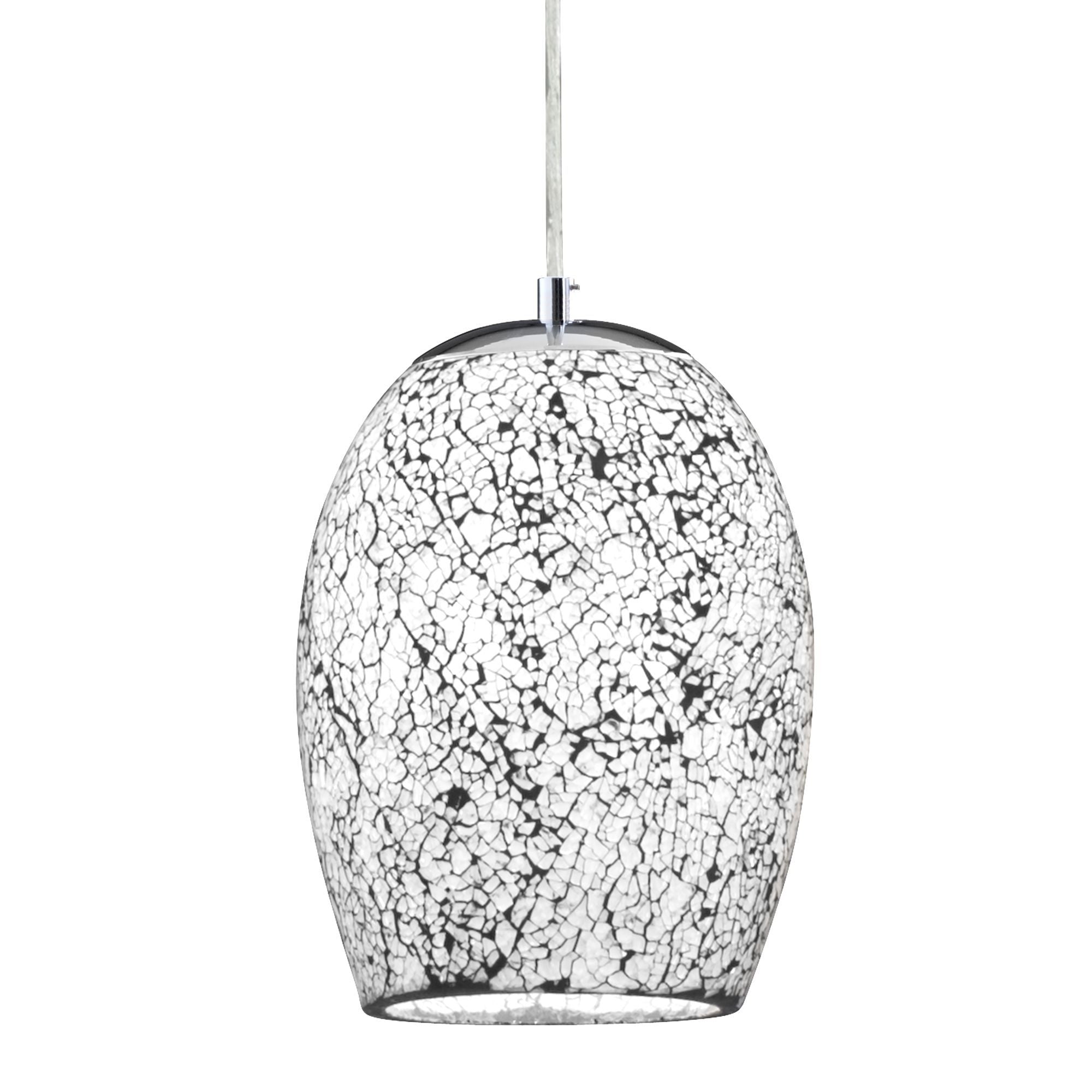 8069WH Crackle White Mosaic Single Pendant