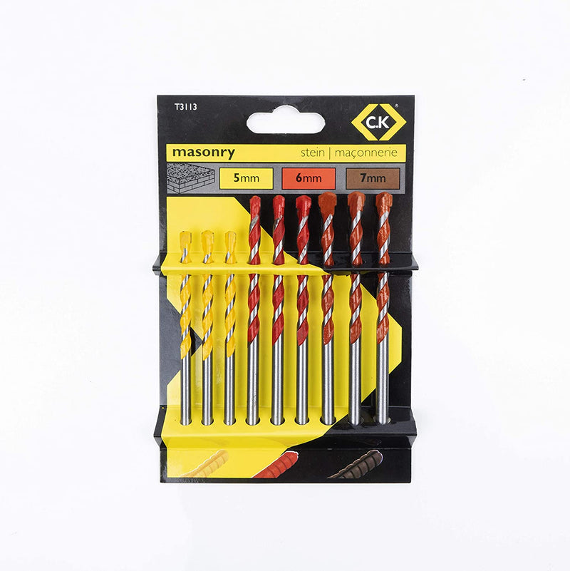 CK Tools T3113 Masonry Colour Drill Bit Set of 9