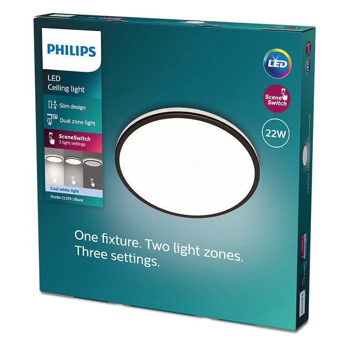 Philips Functional CL570 Ozziet Ceiling Light 22W 40K - Black