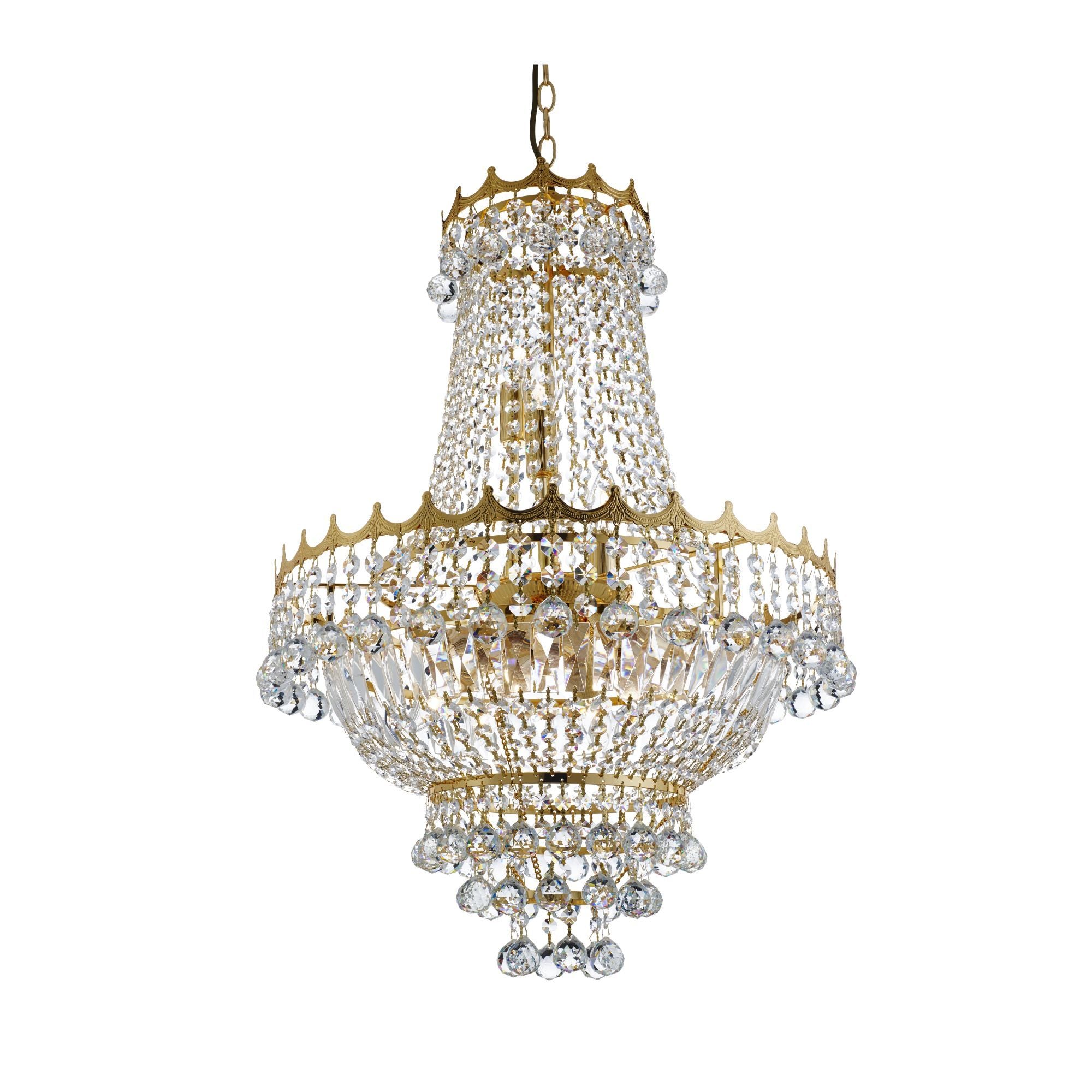 9112-52GO Versailles Gold 9 Light Crystal Suspended Light