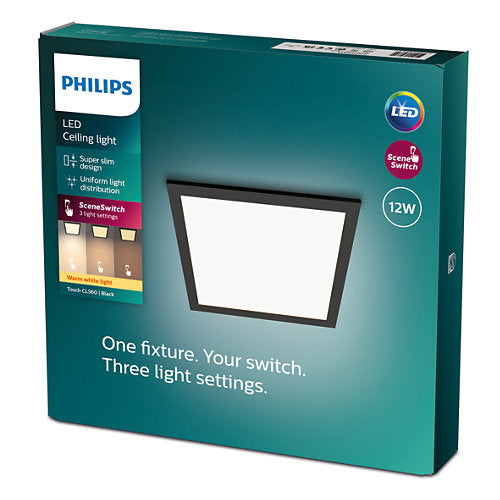 Philips CL560 Functional Ceiling Light Panel 12W 27K - Black