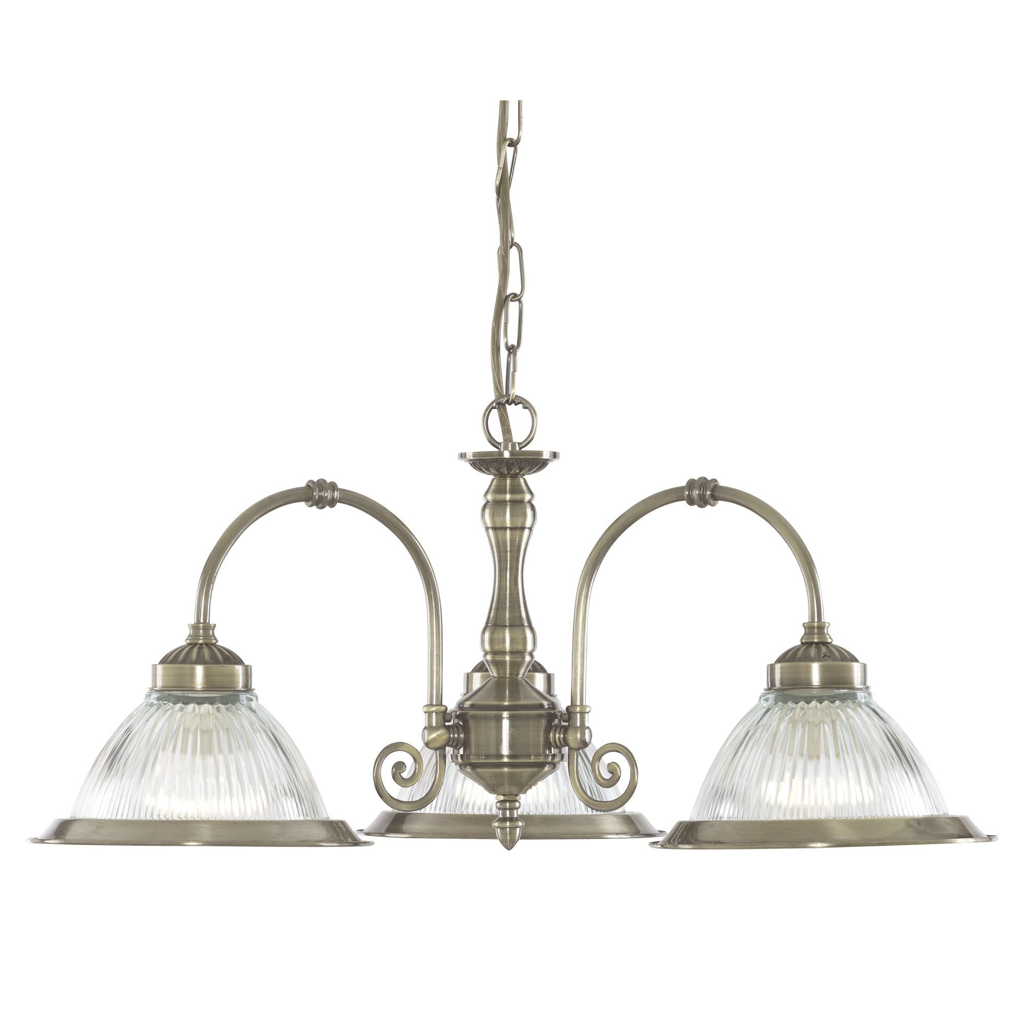 9343-3 American Diner Antique Brass 3 Light Multi Arm Light