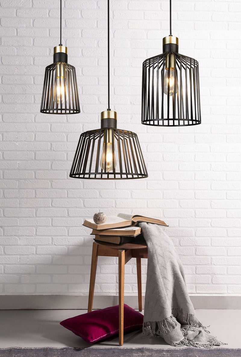 9412BK Cage Single Pendant Black