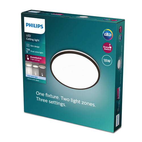 Philips Functional CL570 Ozziet Ceiling Light 18W 40K - Black