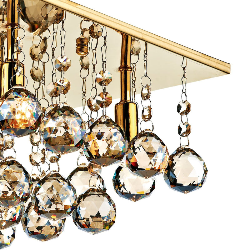 ABA5240 4 Light Square Crystal Flush Light Gold