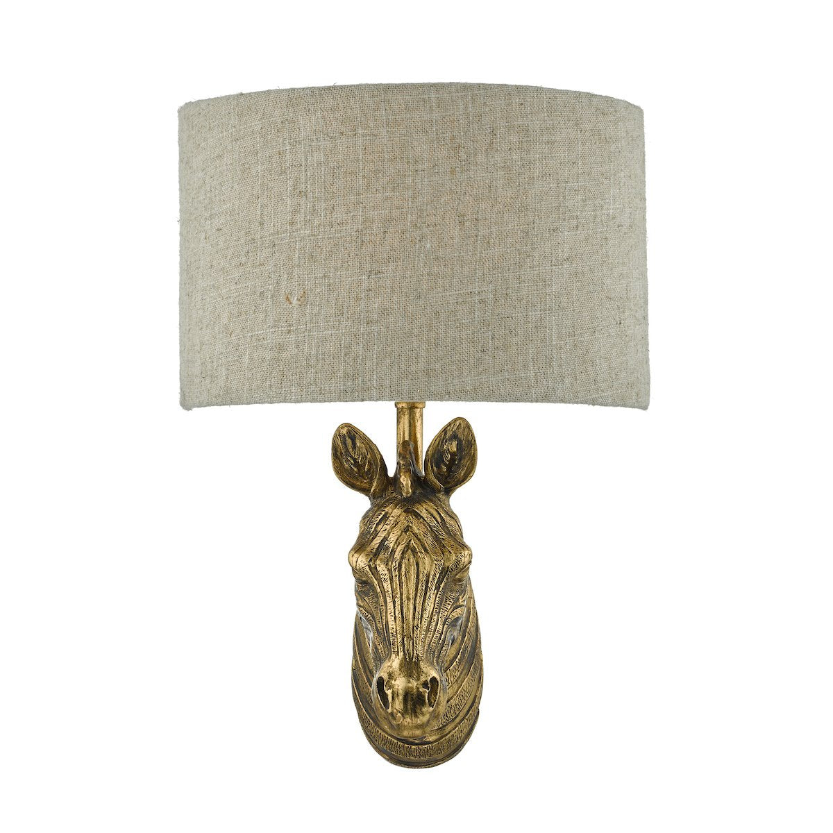 ABB0735 Zebra Wall Light Gold c/w Natural Linen Shade