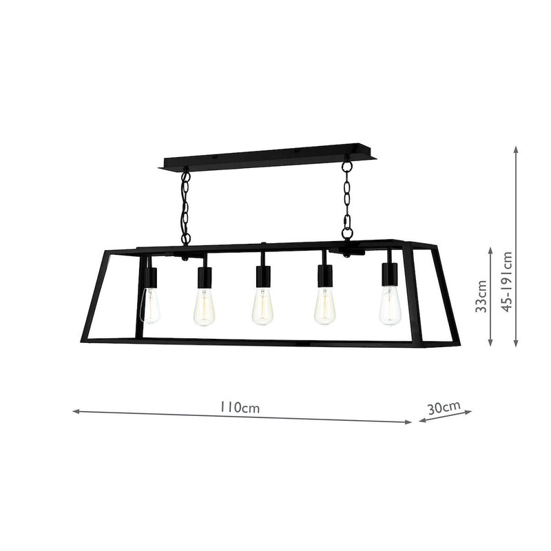 ACA0522 5 Light Suspended Light Black