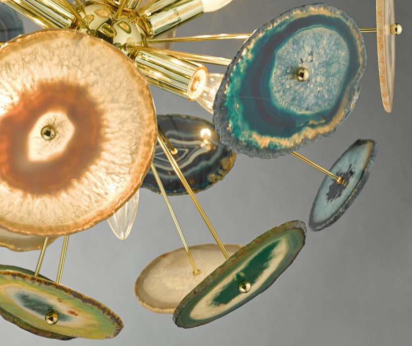 ACH1355 9 Light Suspended Light Gold & Agate