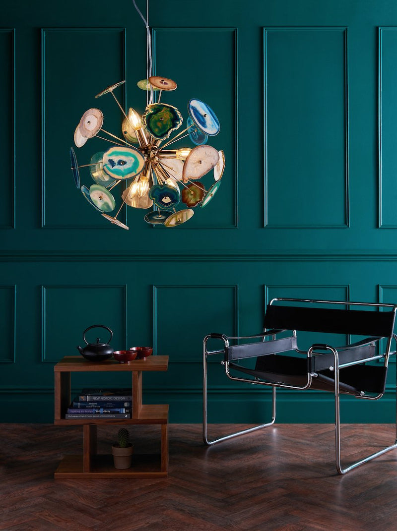 ACH1355 9 Light Suspended Light Gold & Agate