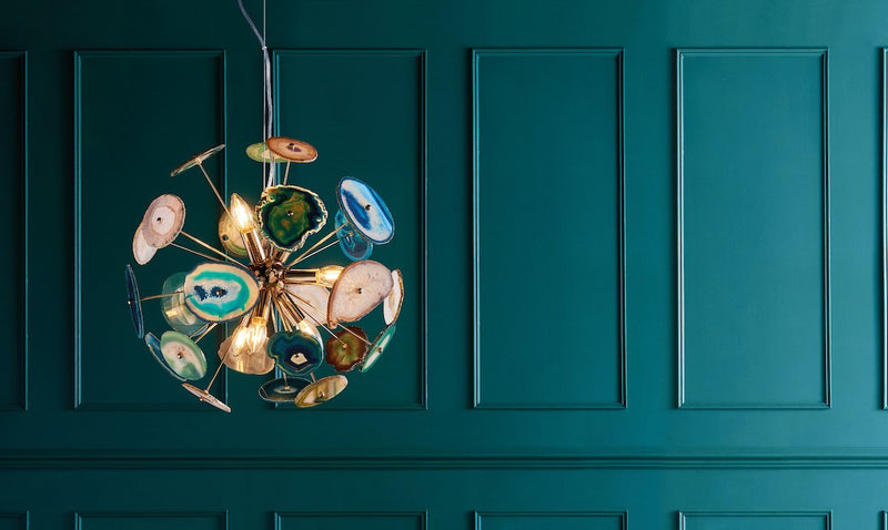 ACH1355 9 Light Suspended Light Gold & Agate