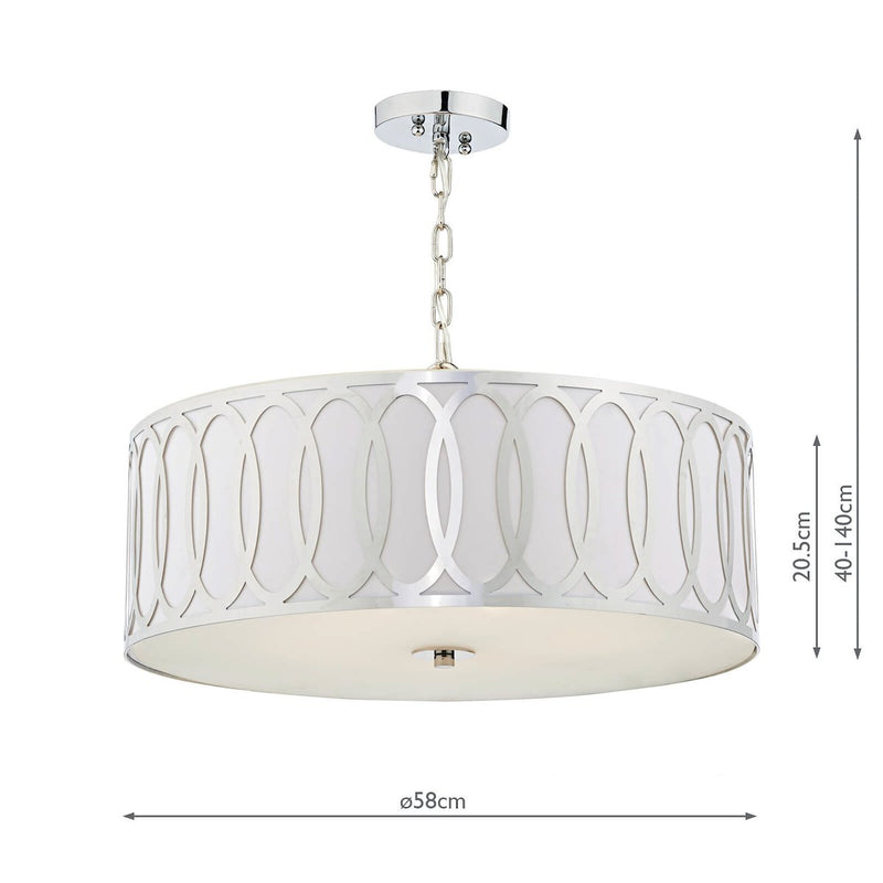 ACU0550 5 Light Suspended Light Polished Chrome White