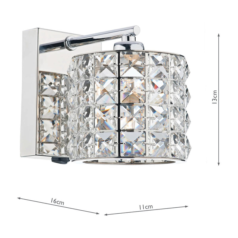 AGN0750 Crystal Wall Light Polished Chrome