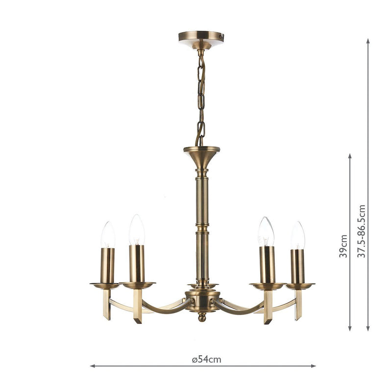 AMB0575 5 Light Multi Arm Light Antique Brass