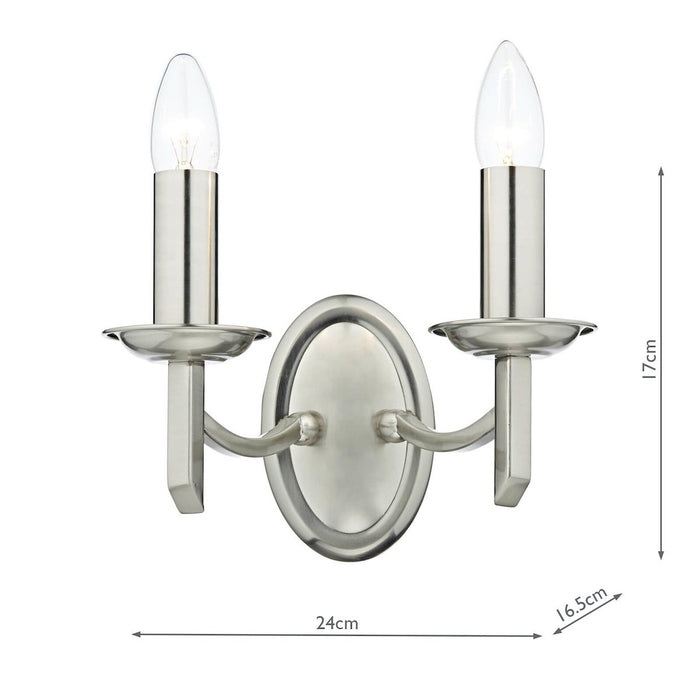AMB0946 Double Wall Light Satin Chrome