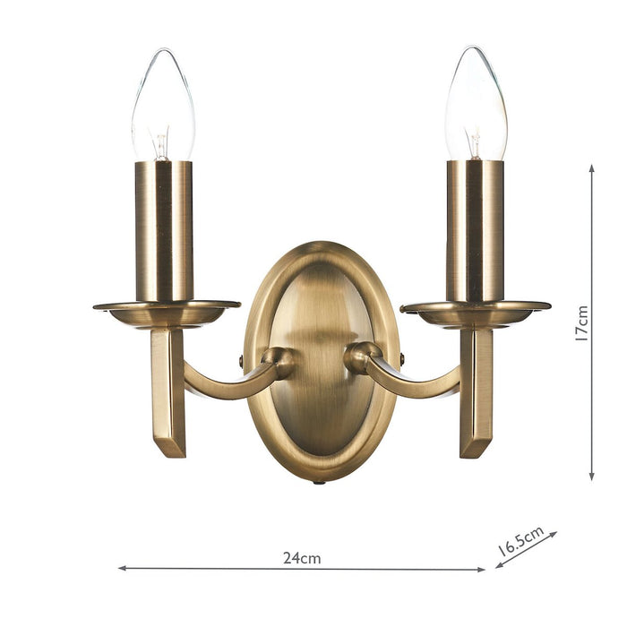 AMB0975 Double Wall Light Antique Brass