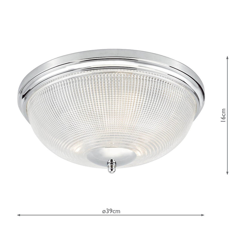 ARB5250 3 Light Flush Light Polished Chrome & Glass