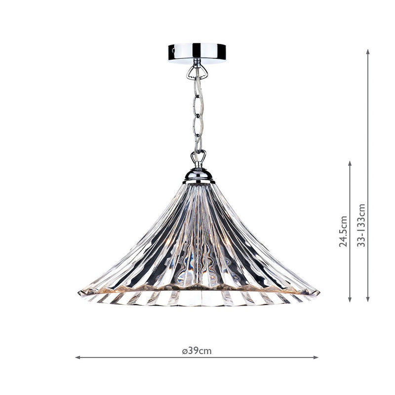 ARD868 Large Single Pendant Clear Glass/Polished Chrome Finish