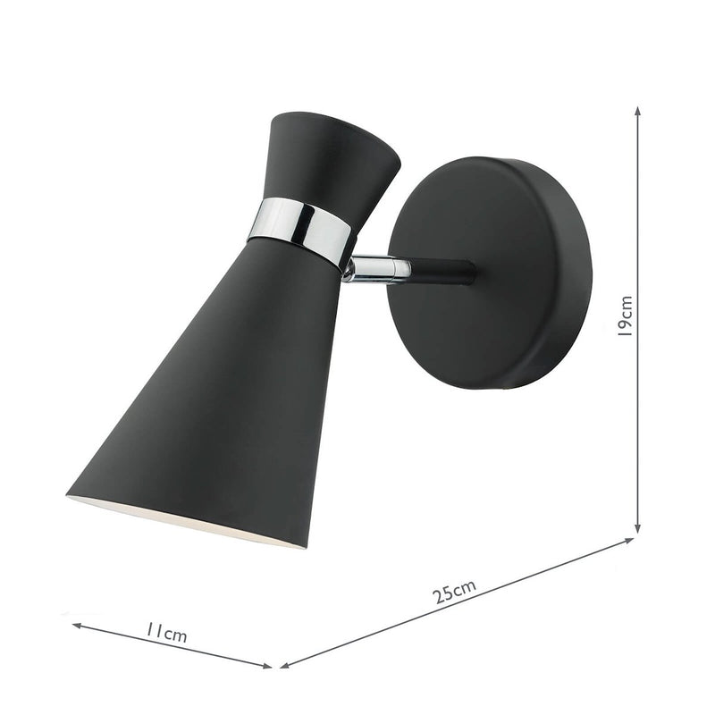 ASH0722 Wall Light Matt Black & Polished Chrome