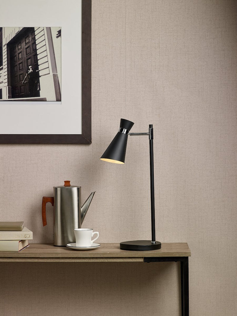 ASH4122 Table Lamp Matt Black & Polished Chrome
