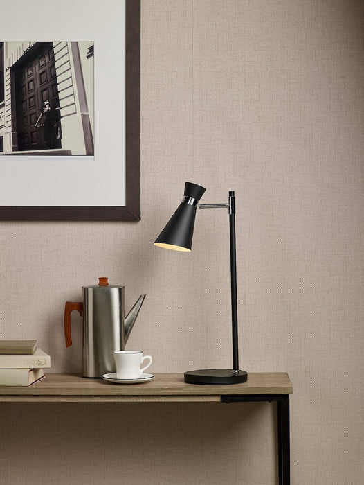 ASH4122 Table Lamp Matt Black & Polished Chrome