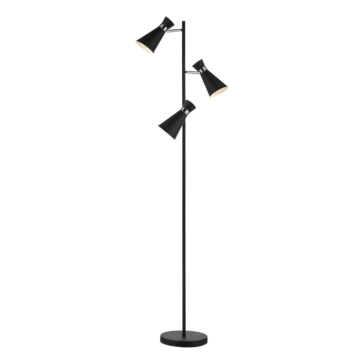 ASH4922 3 Light Floor Lamp Matt Black & Polished Chrome