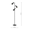 ASH4922 3 Light Floor Lamp Matt Black & Polished Chrome