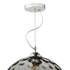 AUL0110 Single Pendant Silver Smoked Glass With Dimple Effect
