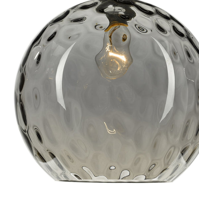 AUL0110 Single Pendant Silver Smoked Glass With Dimple Effect