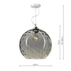 AUL0110 Single Pendant Silver Smoked Glass With Dimple Effect