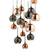 AUR1564 15 Light Cluster Pendant with Copper & Bronze Glass Shades