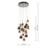 AUR1564 15 Light Cluster Pendant with Copper & Bronze Glass Shades