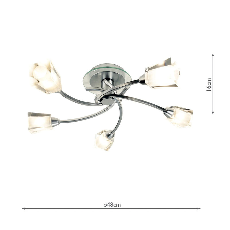 AUS0550 5 Light Semi Flush Light Polished Chrome