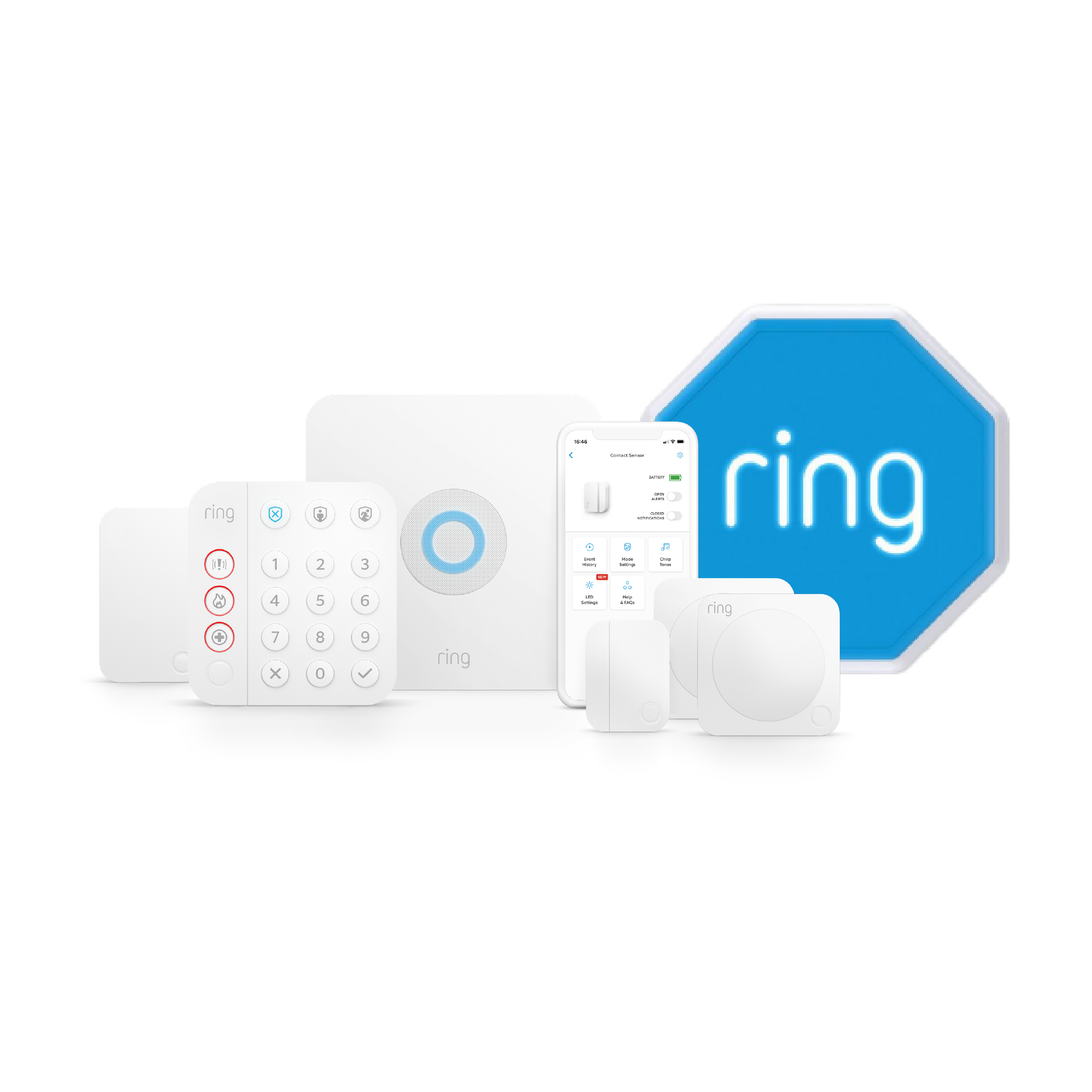 Ring 7 Piece Alarm Security Kit (5Piece + 1x Motion + 1x Outdoor Siren)