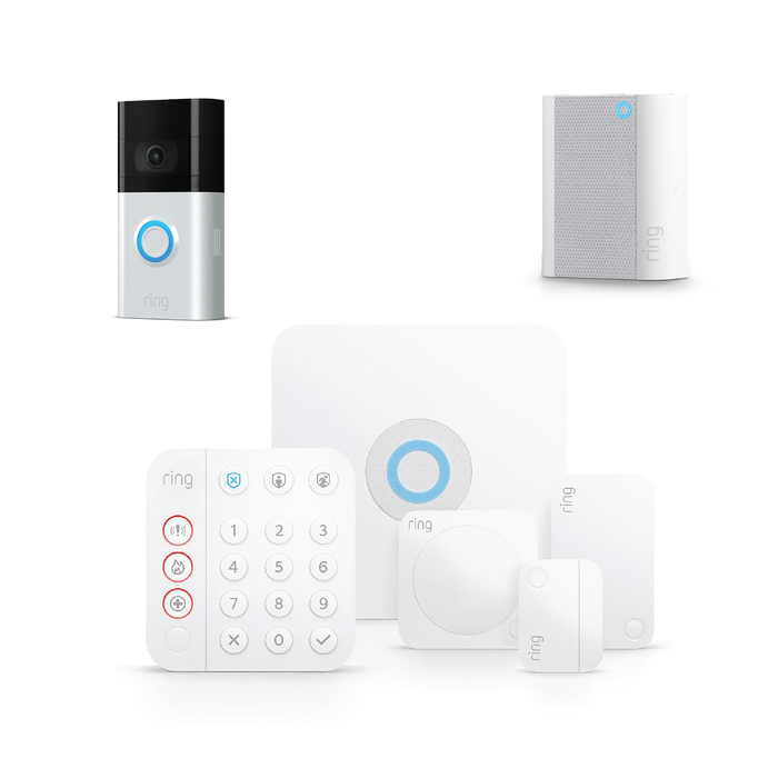 Ring 5 Piece Home Security Kit with Video Doorbell 3 & Chime (Gen 2) *BUNDLE*