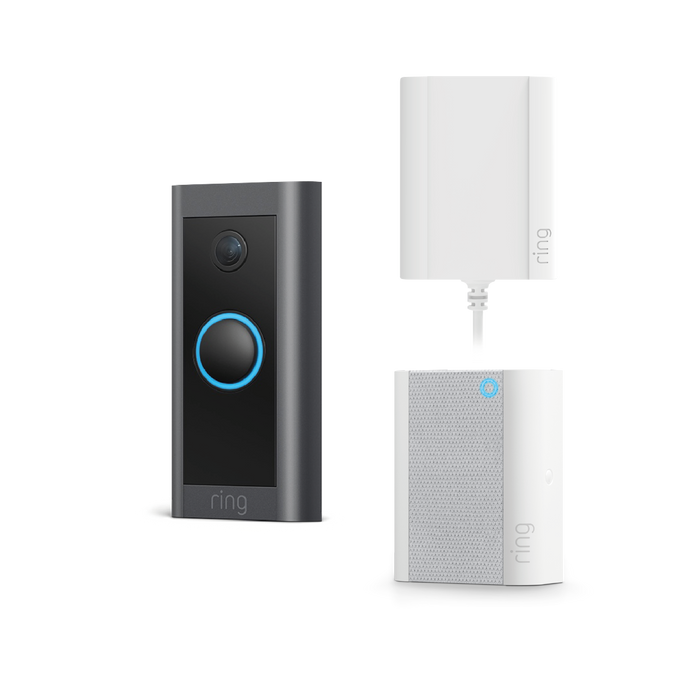 Ring Video Doorbell Wired With Chime & Plug in Adapter (Gen 2) *BUNDLE*