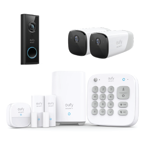 Eufy 2K Home Security Bundle - 2x EufyCam 2 Pro, 2K Doorbell & 5 Piece Alarm Kit