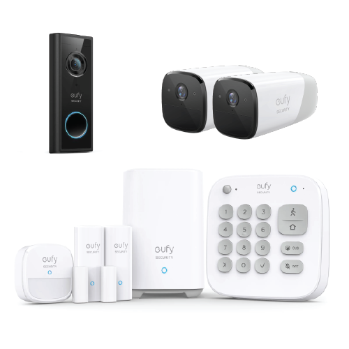 Eufy 2K Home Security Bundle 2x EufyCam 2 Pro 2K Doorbell 5 Piece Alarm Kit