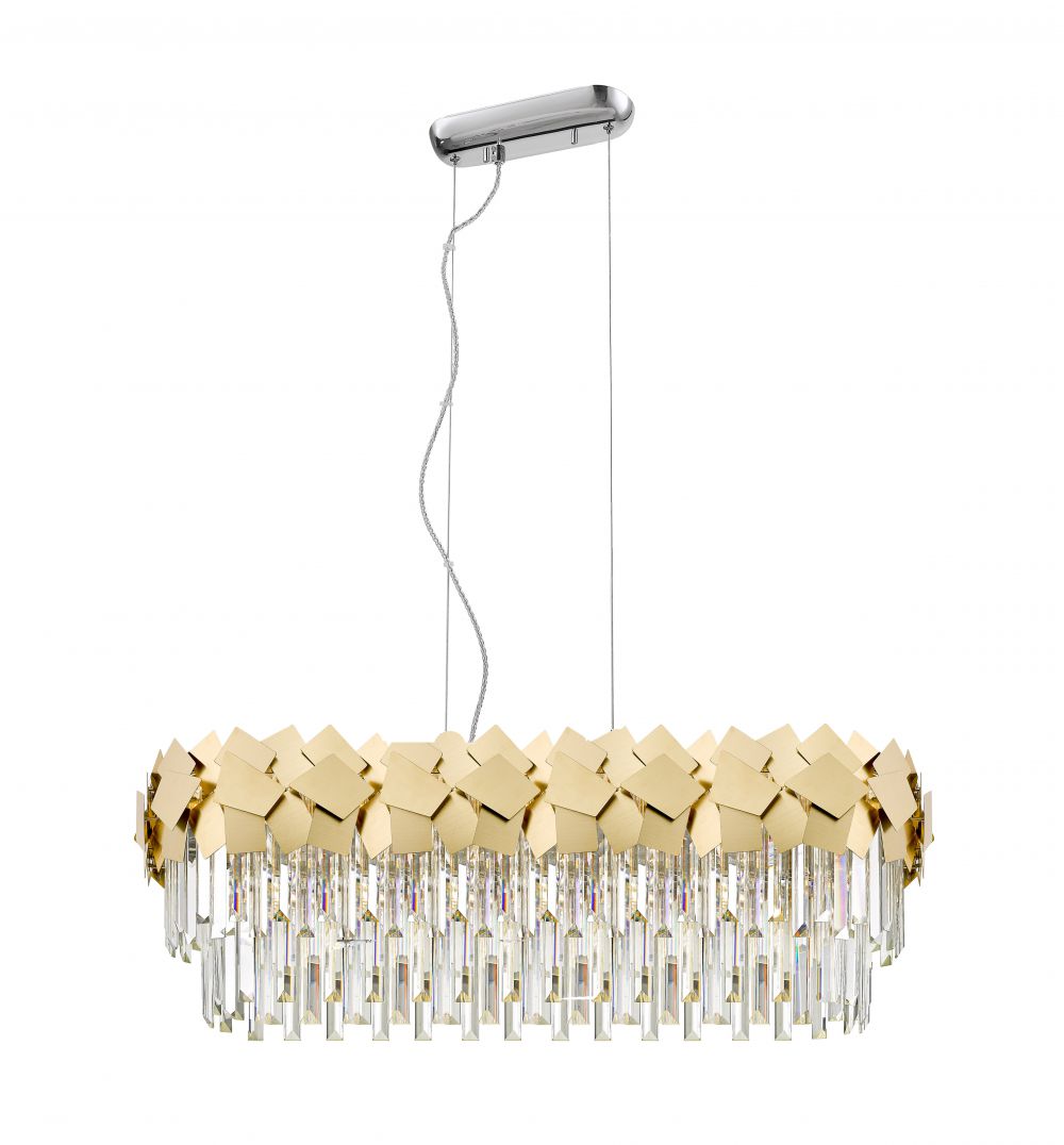 GLBO609291FC Crystal Large Suspended Light - Matt Gold