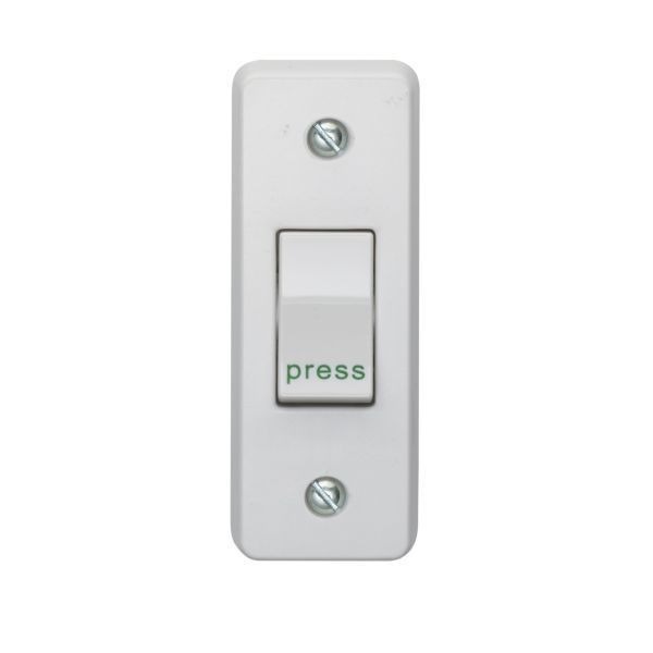 Crabtree 10A 1 Gang Retractive Architrave Switch Printed 'Press'
