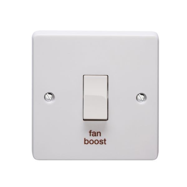 Crabtree 10AX 1 Gang 2 Way Switch Printed 'Fan Boost'